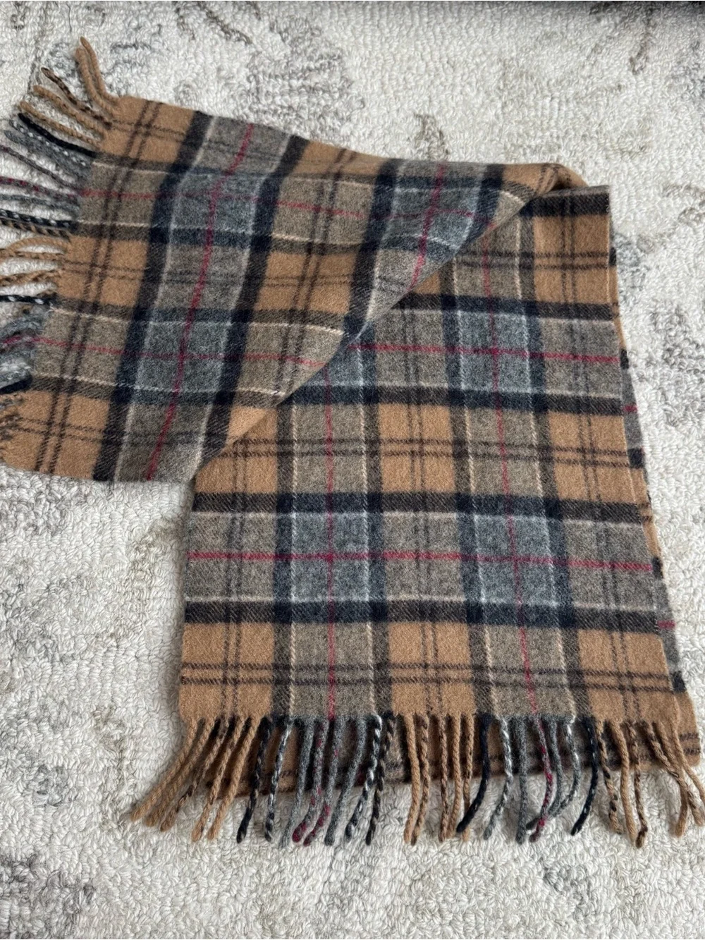 Men’s Barbour 100% Wool Tartan plaid Scarf From Scotland